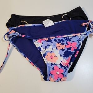 Set of 2 Floral and Black bikini bottom size L